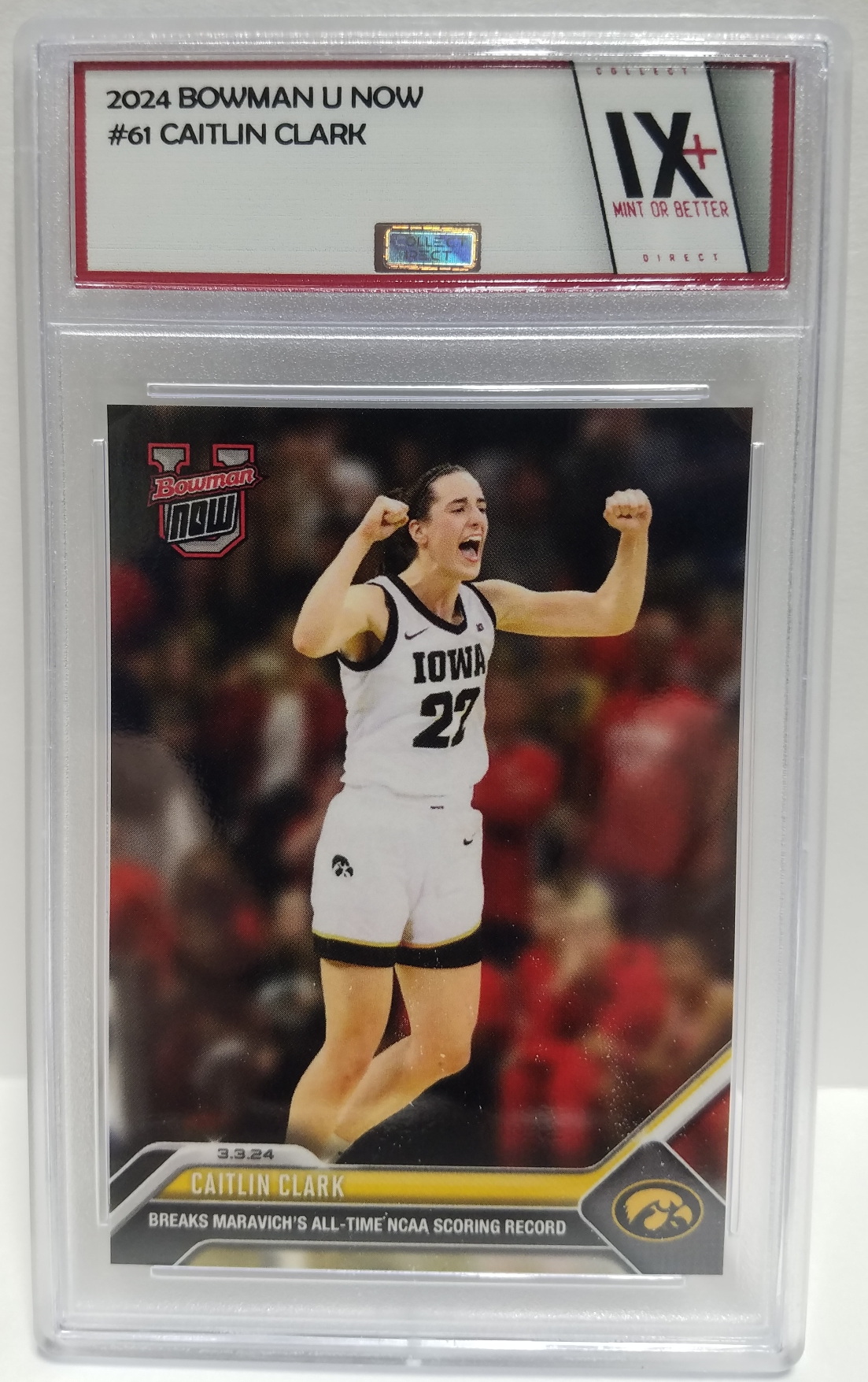 Caitlin Clark 2024 Bowman U Now #61 Collect Direct Graded Mint or Better Iowa Hawkeyes WNBA Indiana Fever #1 Pick